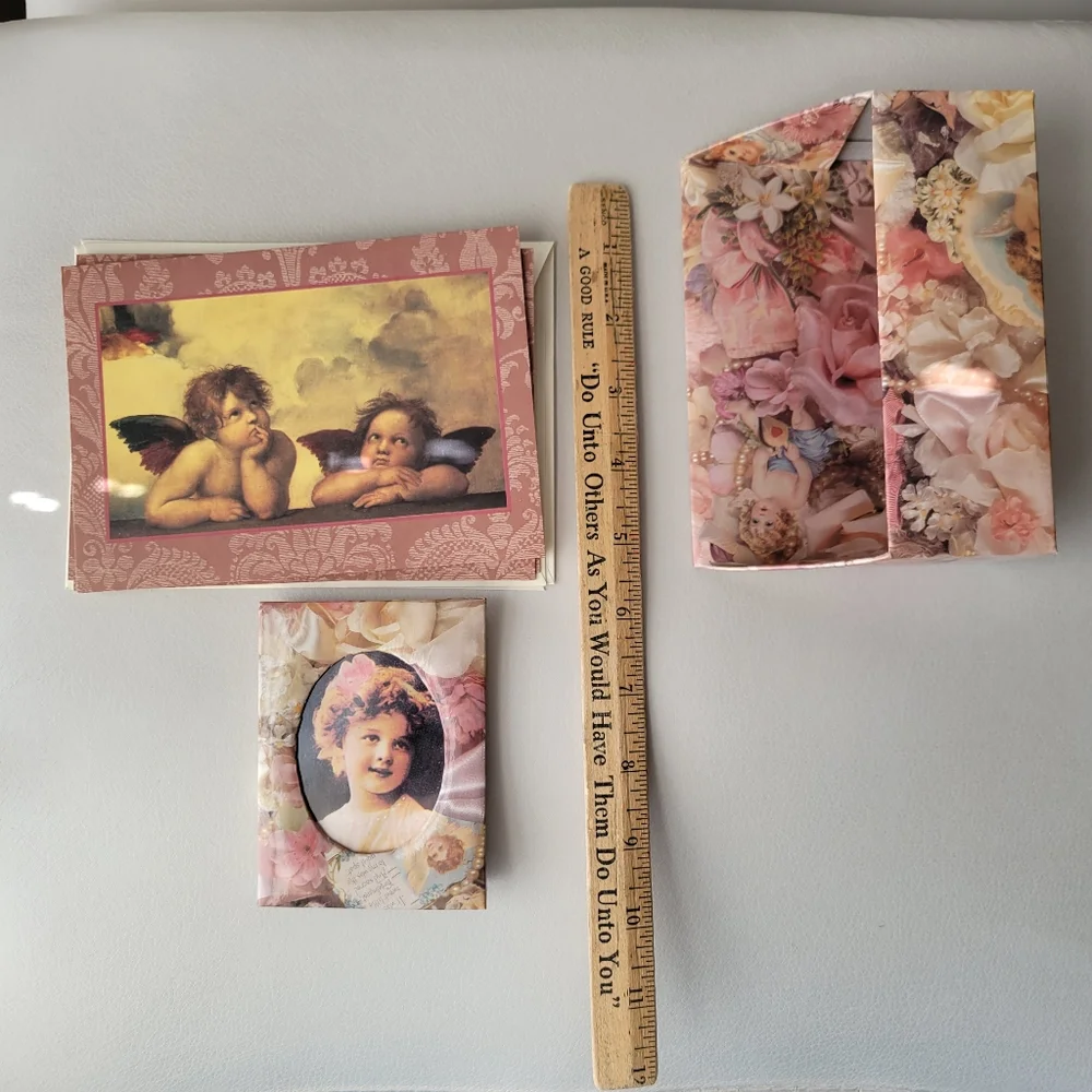 Angel Notecards (2) & Shabby Chic Victorian Look Mini Frame FINAL PRICE